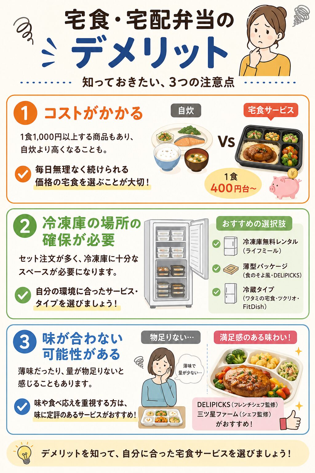 宅食・宅配弁当のデメリット